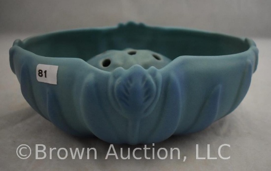 VanBriggle Tulip bowl/vase with flower frog, turquoise blue