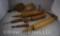 Assortment of wooden rolling pins and wood handled kitchen utensils