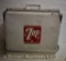 1950's 7up picnic cooler/ice chest w/sandwich tray, embossed logo
