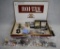 Box lot of miscl. Incl. Roi-Tan cigar box, tie tacks, cuff links (Onyx and Tiger Eye), jewelry,