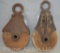 (2) Cast Iron and wood pulleys