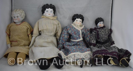(4) Porcelain china head dolls