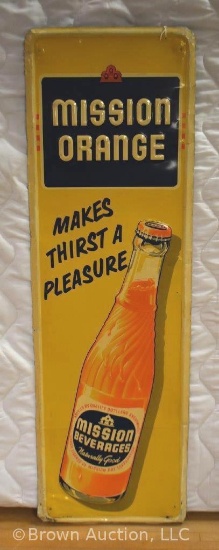 Mission Orange Soda sst embossed vertical advertising sign