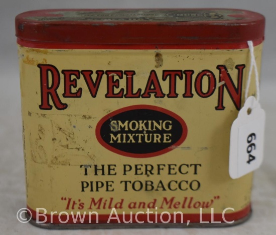 Revelation pipe tobacco tin, 3"h