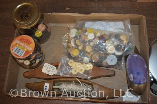 Box of assorted sewing items