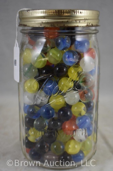 Quart jar full of marbles