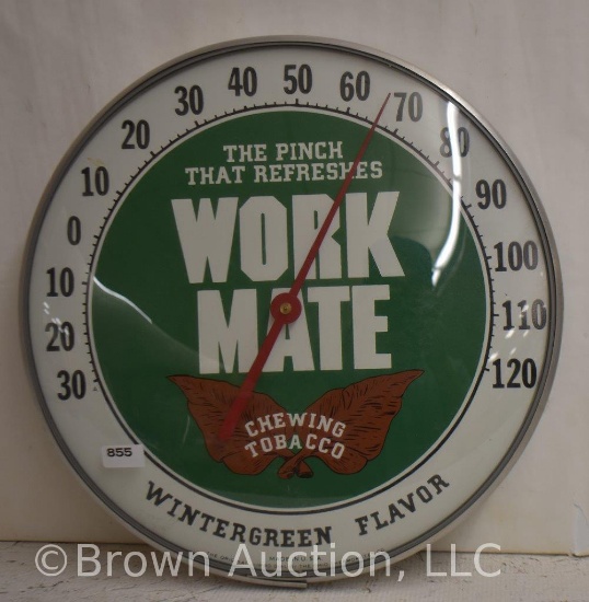 Work Mate Chewing Tobacco 12"d bubble glass advertising thermometer