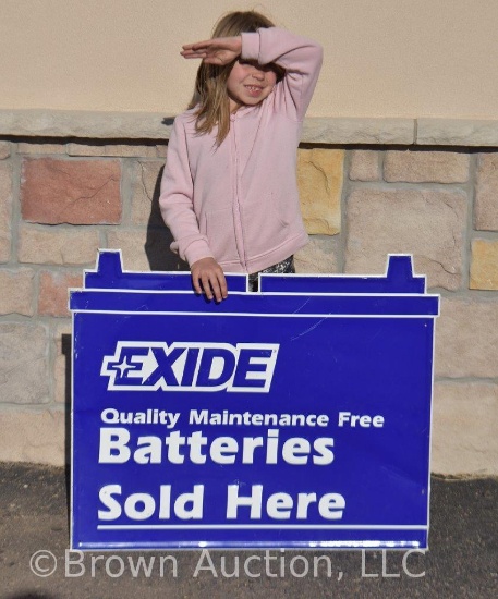 Exide Batteries SST embossed die-cut sign