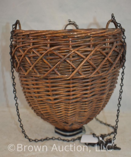 Vintage wicker hanging basket