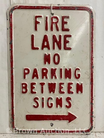 Fire Lane No Parking embossed metal sign
