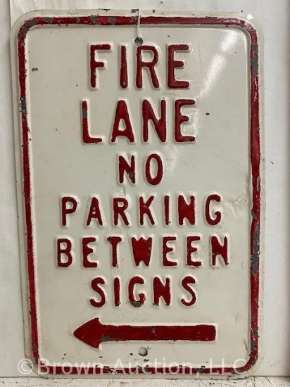 Fire Lane No Parking embossed metal sign