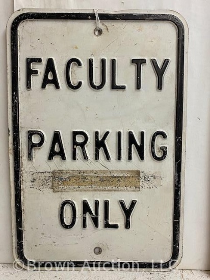 Faculty Parking Only embossed metal sign