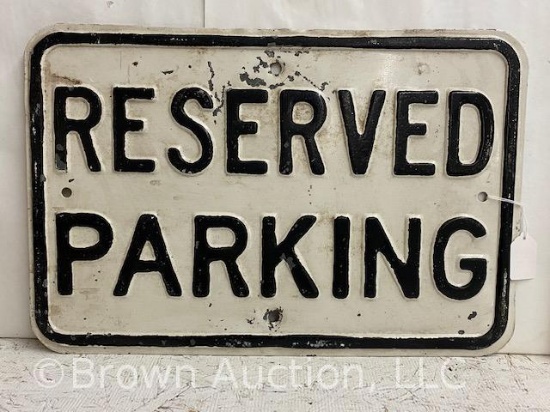 Reserved Parking embossed metal sign