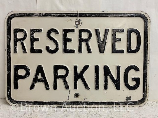 Reserved Parking embossed metal sign