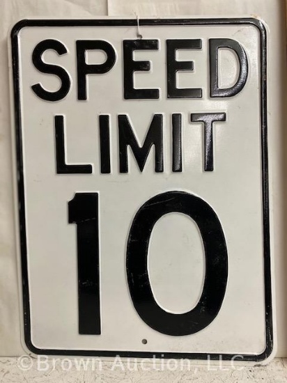 Speed Limit 10 embossed metal road sign - NOS
