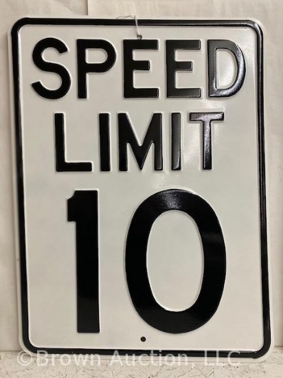 Speed Limit 10 embossed metal road sign - NOS