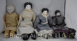 (4) Porcelain china head dolls