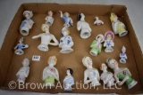 Assorted of (18) vanity brush porcelain half dolls