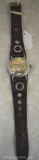 Vintage scenic wrist watch w/animated car second hand - works!