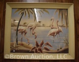 Vintage Turner Flamingos framed print