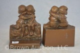 Pr. Bronzart metal bookends, children with first crush