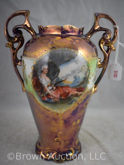 Mrkd. Royal Vienna Germany 8" dbl. handled potrait vase