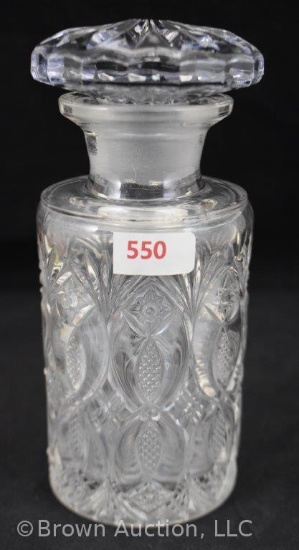 Crystal dresser bottle w/stopper, 6" tall