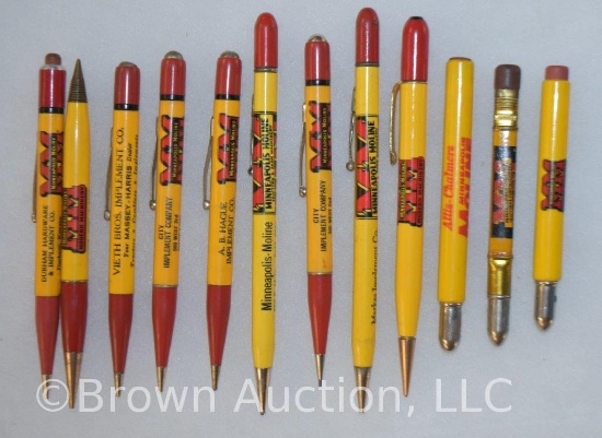 (12) Minneapolis-Moline advertising mechanical and bullet pencils
