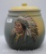 Mrkd. Weller Dickensware X176 humidor w/lid (lid is marriage), Chief Black Bear