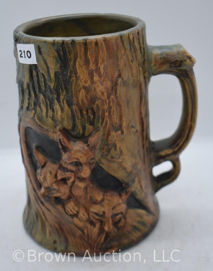 Mrkd. Weller Woodcraft 6" mug, 3 foxes