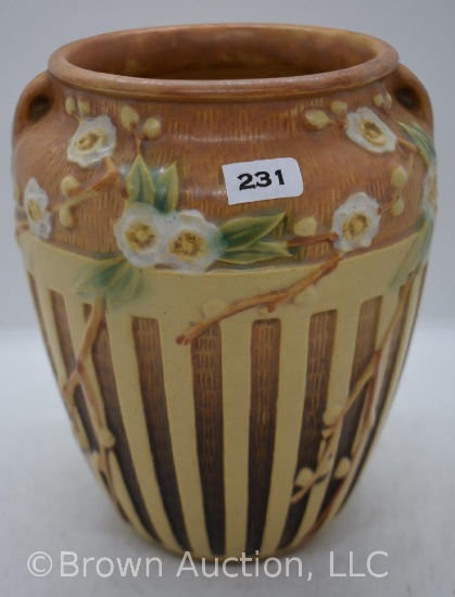 Roseville Cherry Blossom 623-7" vase, brown