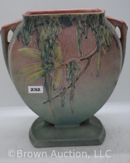 Roseville Moss 781-8" pillow vase, pink/green