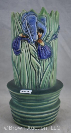 Mrkd. Weller Ardsley 10" vase, purple Iris