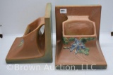 Pr. Roseville Columbine No. 8 planter bookends, brown