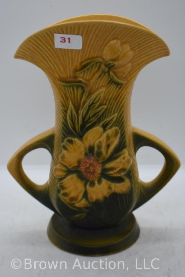 Roseville Peony 62-8" vase, yellow/green