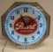 Pearl Lager Beer neon advertising clock, octagon shape - lights up and works