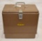 1950's Little Brown Jug Karryall two compartment metal picnic cooler, Model 8710