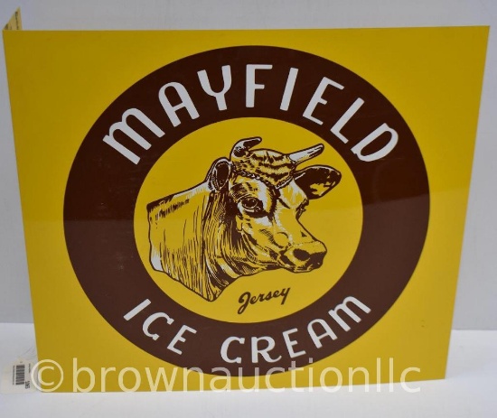 Mayfield Ice Cream dbl. sided tin flange sign
