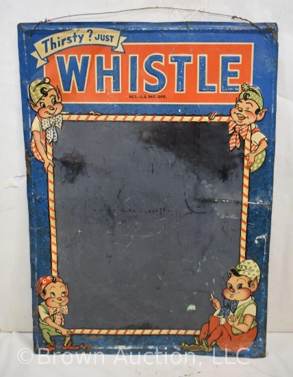 Whistle Cola single sided tin embossed chalk board sign