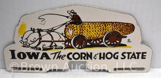 Iowa The Corn and Hog State porcelain tag topper
