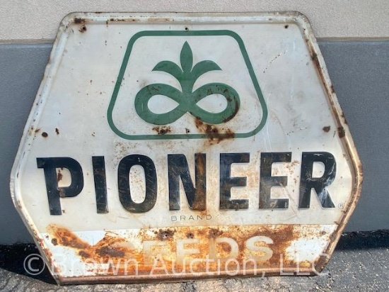 Pioneer Seeds single sided embossed tin sign