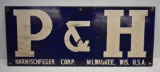 P & H (Pawline Harnischfeger Corp.) single sided porcelain sign