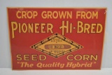 Pioneer Hi-Bred single sided tin embossed sign