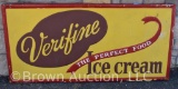 Verifine Ice Cream single sided tin embossed sign, wood frame