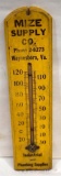Mize Supply Co. wooden advertising thermometer, good mercury