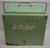 Dr Pepper metal ice chest w/sandwich tray, drain plug and bottle opener