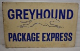 Greyhound Package Express dbl. sided tin flange sign