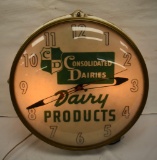 Consolidated Dairies/Daiy Products advertising clock - lights and works