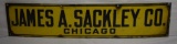 James A Sackley Co., Chicago single sided porcelain embossed sign