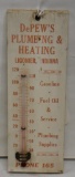 DePew's Plumbing and Heating (Ligonier, IN) advertising wood thermometer, good mercury